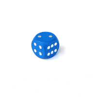  Kostka hrací 16 mm - puntíky, modrá