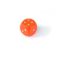  Kostka hrací 16 mm - puntíky, oranžová