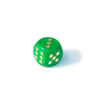  Kostka hrací 16 mm - puntíky, zelená
