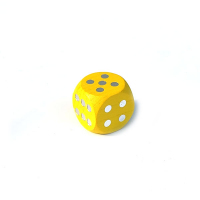  Kostka hrací 16 mm - puntíky, žlutá